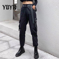 Cargo Pants Elastic Waist Loose Streetwear Fashion Ankle-length