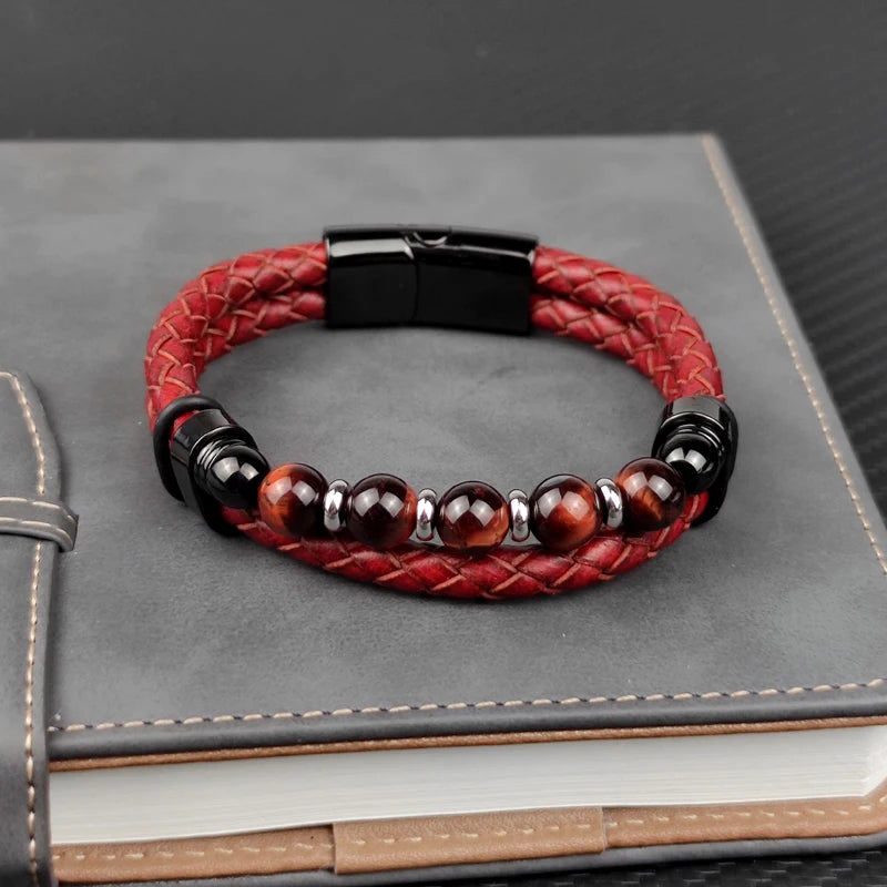 Round Bead Stone Men's Bracelet Classic Bangles Fashion Jewelry