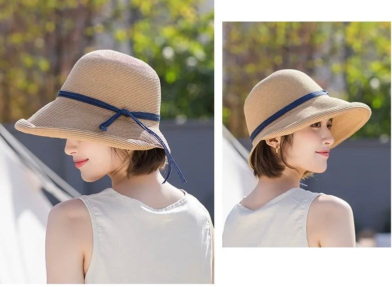 Hepburn Style Straw Hat Women Edge SunHat