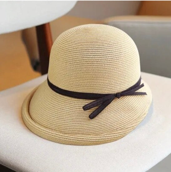 Hepburn Style Straw Hat Women Edge SunHat