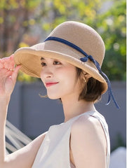 Hepburn Style Straw Hat Women Edge SunHat