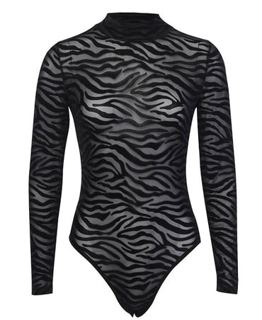 Leopard Print Fashion Push Up Bodysuit Long Sleeve Women Top