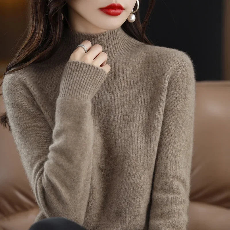 Sweater Fashion Warm Bottoming Shirts Half High Collar Basic Knitwear