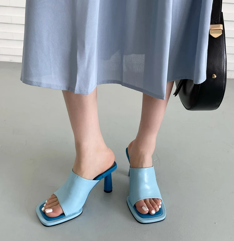 Summer Women Slipper Fashion Platform Square Toe High Heel