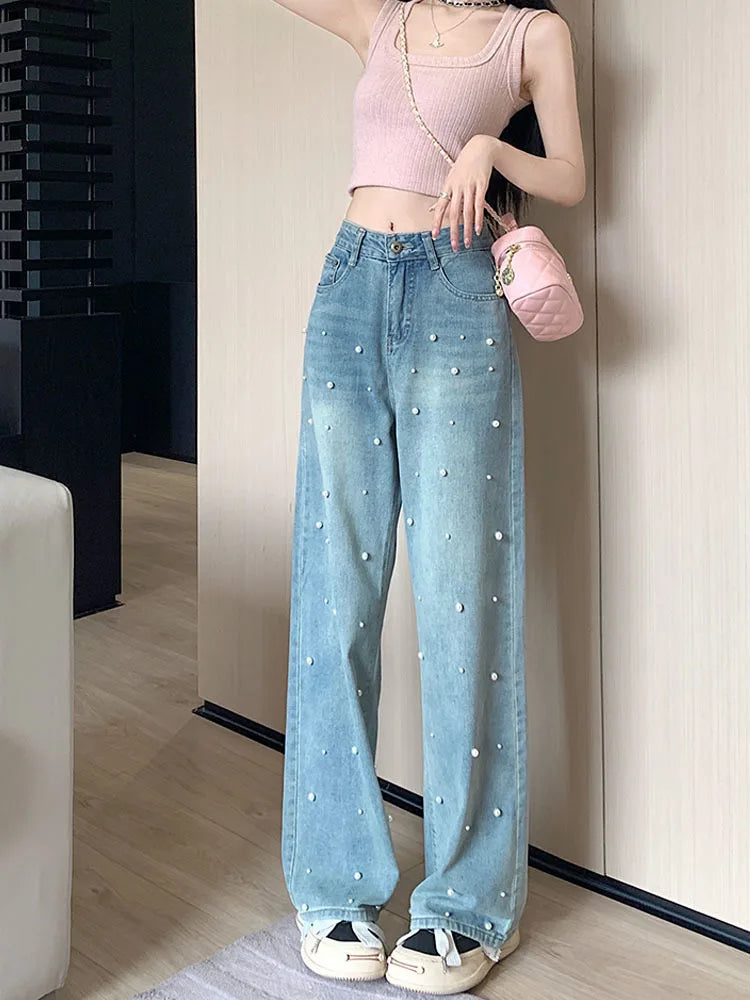 Design Pearl Slimming Loose Casual Baggy Jeans