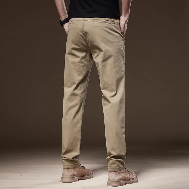 Business Casual Trousers Stretch Cotton Work Pants Formal Straight Pants