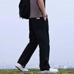 Thin Men's Baggy Wide Leg Casual Pants Streetwear Solid Color Cargo Pants