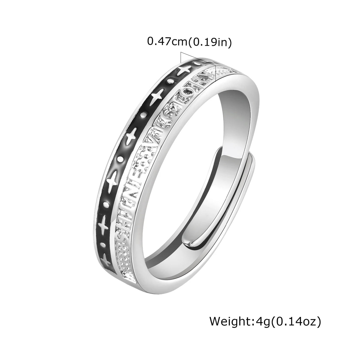 Two Tones Open Black Silver Color Stars Rings