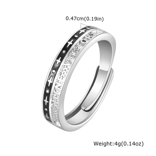 Two Tones Open Black Silver Color Stars Rings