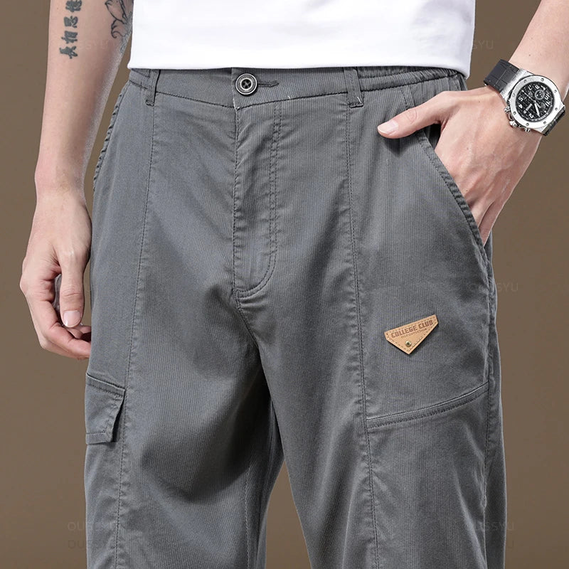 Men's Cargo Pants Thin Work Wear Elastic Waist Outdoors Jogger Casual Trousers