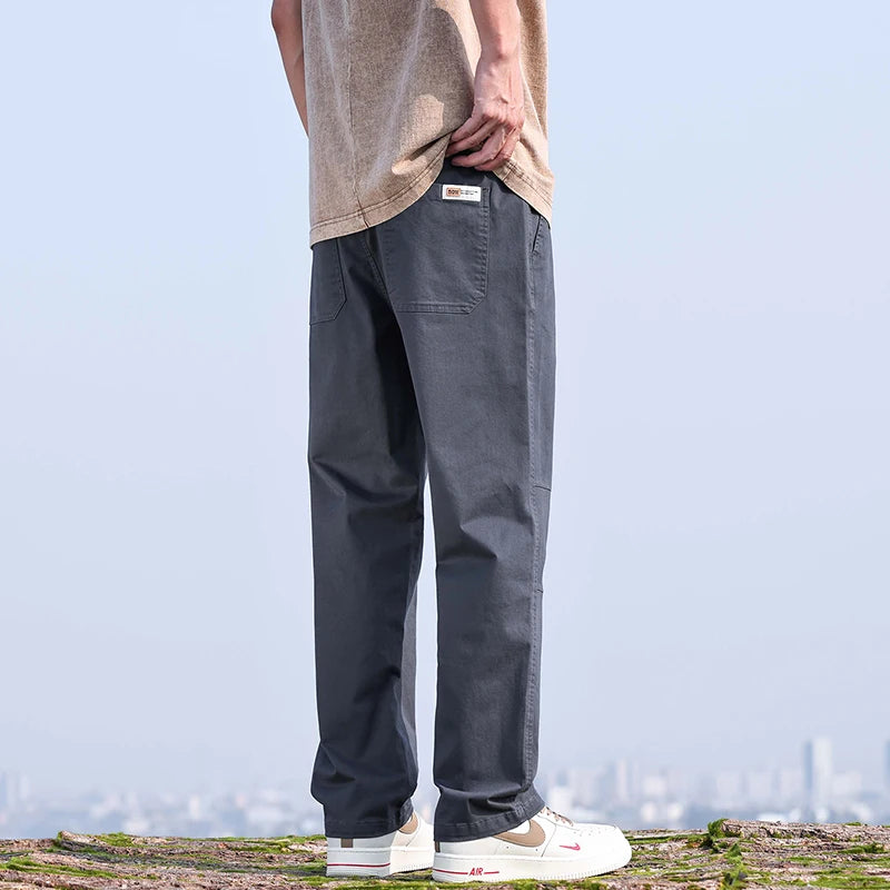 Thin Men's Baggy Wide Leg Casual Pants Streetwear Solid Color Cargo Pants