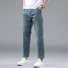 denim Ankle-Length Pants classic style Stretch fabric straight jeans