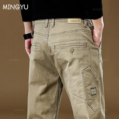 Cargo Pants Cotton Thick Solid Color Work Wear Casual Pant