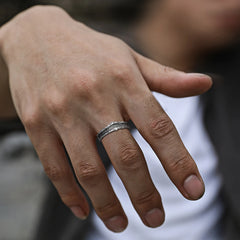 Retro Wedding Rings for Men Vintage Silver Color