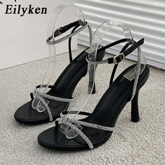 Fashion Design CRYSTAL Buckles High Heels Sandals Peep Toe Clip-On