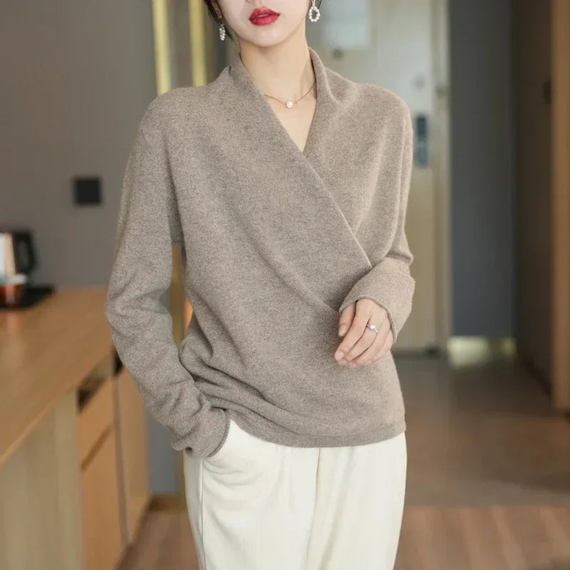 Sweater Knitted Pullover Clothes Casual  V-Neck Warm Fashion Knit Tops