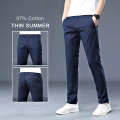 Summer Cotton Men Thin Regular Fit Casual Pants