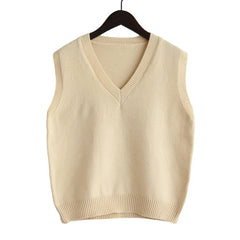 Sleeveless V-Neck Sweater Vest Women Fashion Knitwear