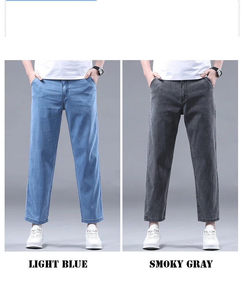 Style Men's Straight Casual Thin Jeans Denim Ankle-Length Pants