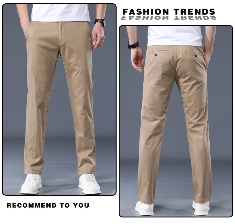 Summer Cotton Men Thin Regular Fit Casual Pants