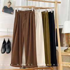 Vintage High Waist Corduroy Pants Classic Baggy Wide Leg Trousers