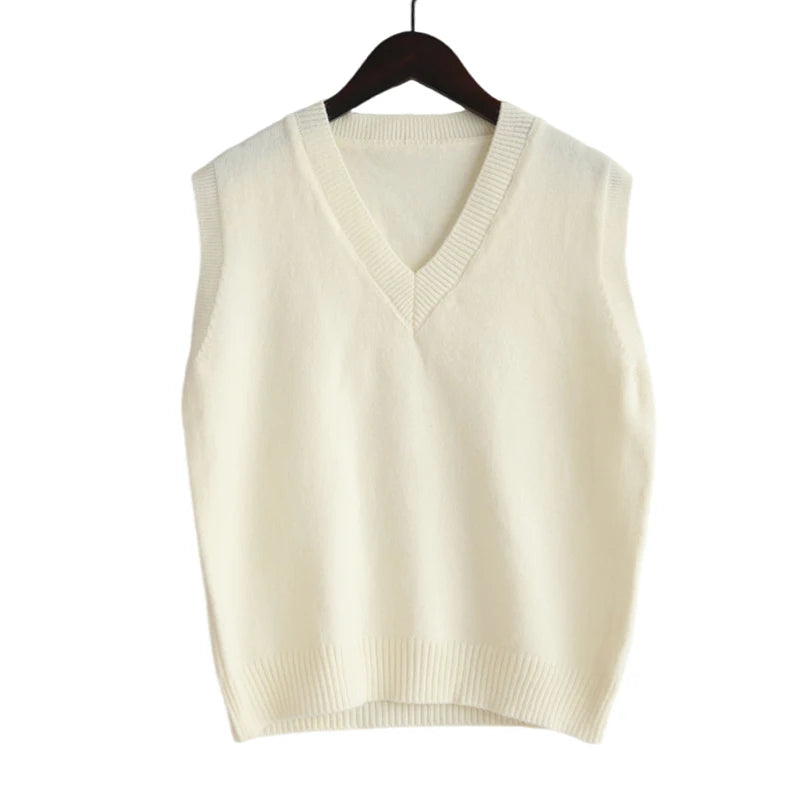 Sleeveless V-Neck Sweater Vest Women Fashion Knitwear