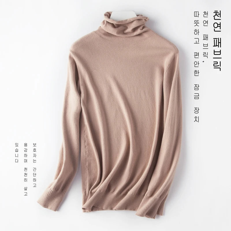 Women Sweater Turtleneck Slim Warm Pullovers Basic Knitted Tops