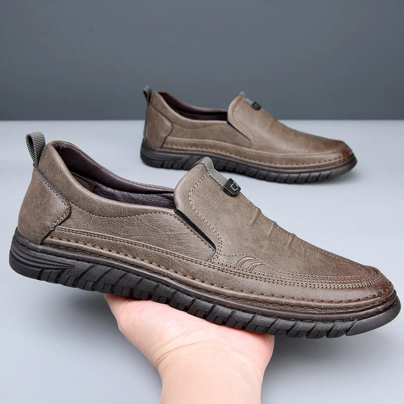 Mesh Breathable Dress Leather Men Shoes Summer Slip On Loafers