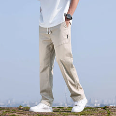 Thin Men's Baggy Wide Leg Casual Pants Streetwear Solid Color Cargo Pants