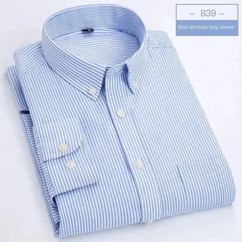 men's oxford textile shirt casual long sleeve solid color fashion