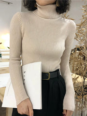 Turtleneck Sweater Tops Slim Women Pullover Jumper