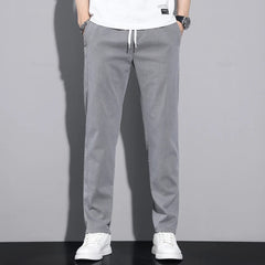 Men's Casual Pants Classic Drawstring Elastic Waist Thin Cargo Trousers