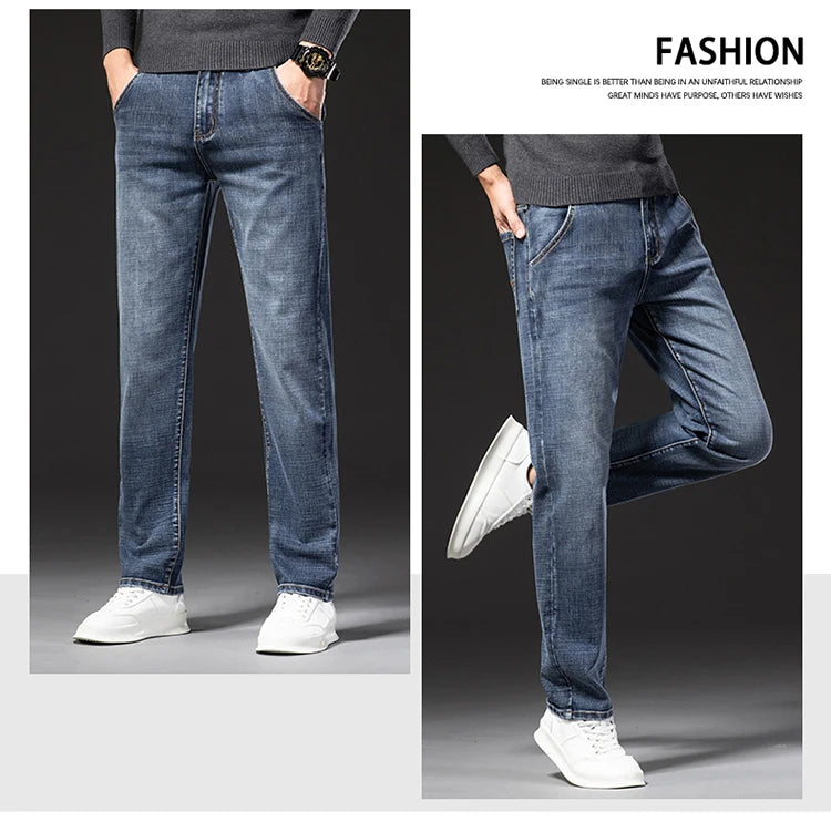 Plus Size Business Fashion Straight Jeans Classic Style