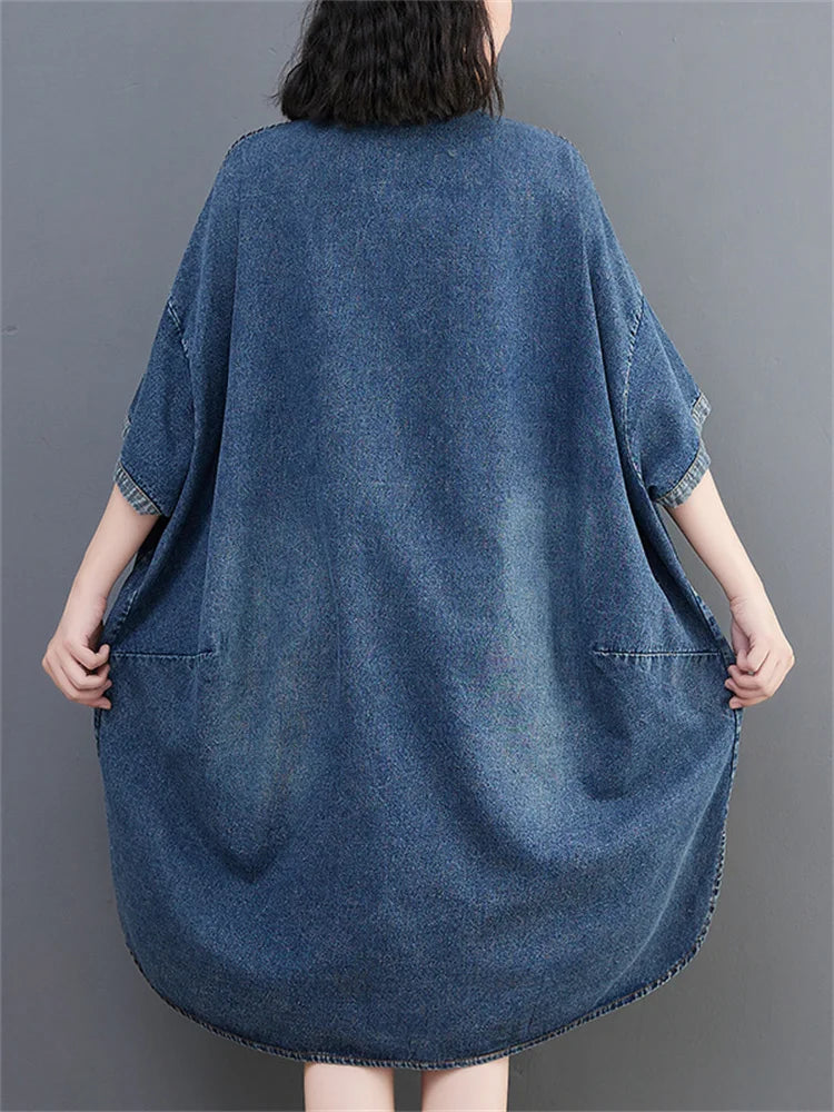 Oversized Summer Women Irregular Loose Denim Casual Big Size Pullover