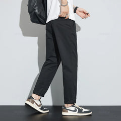 Ankle-Length Casual Pants Thin Business Straight Solid Color Trousers Plus Size