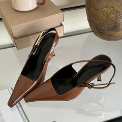 Street Style Pointed Toe Metal Buckle Strap Pumps Sandals