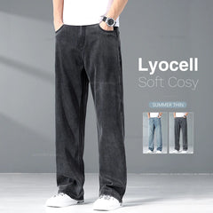 Summer Jeans for Men Loose Wide Leg Plus Size Casual Trousers