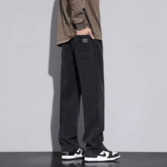 Elastic Waist Baggy Straight Thick Casual Wide Trousers Male Plus Size