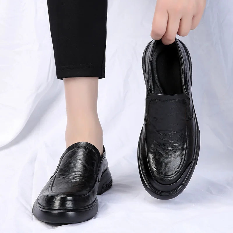 Business Shoes Flat Slip-on Cow Leather Mens Casual Shoes