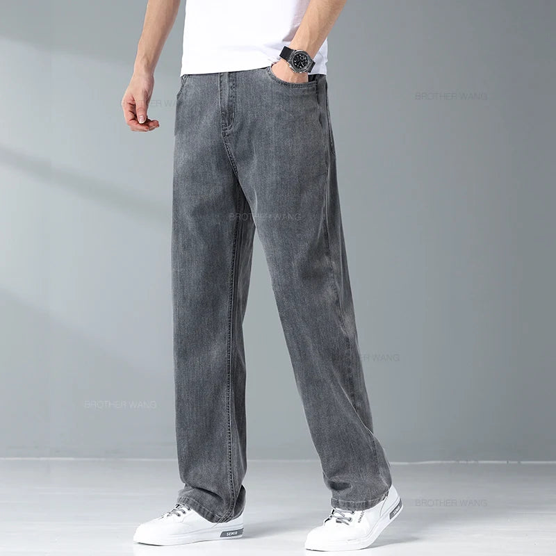 Summer Jeans for Men Loose Wide Leg Plus Size Casual Trousers