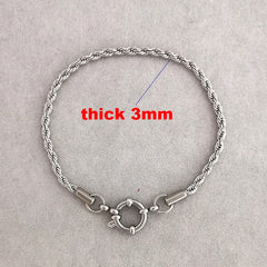 Bracelet Men Stainless Steel Twist Rope Chain Geometric Link Basic
