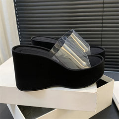 Summer Fashion PVC Transparent Slippers Solid Platform Wedges