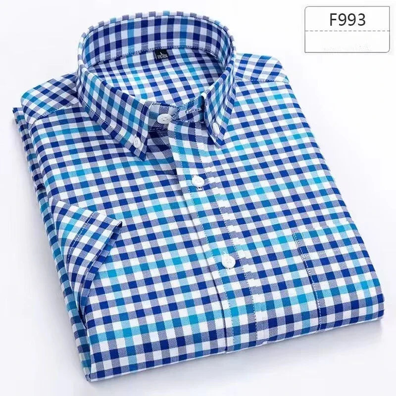 cotton summer short sleeve shirts for men slim fit office clothes