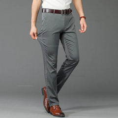 Summer Ultra-thin Men's Elastic Casual Pants Classic High Waist Business