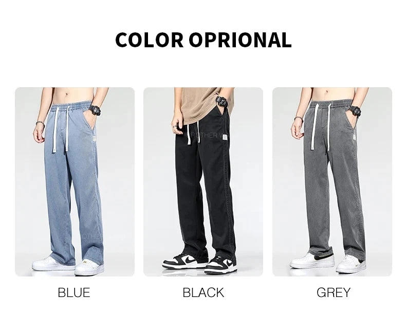 Summer Thin Men's Baggy Jeans Lyocell Fabric Soft Casual Pants