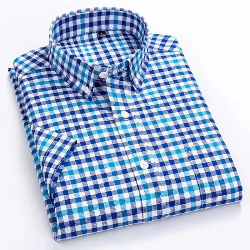 cotton summer short sleeve shirts for men slim fit office clothes