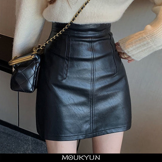 Mini Skirt Korean Fashion High Waist Wrap Hip A-line
