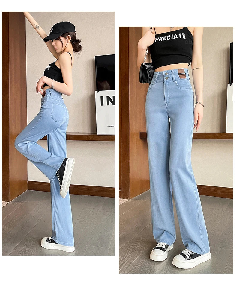 Summer Ultrathin Lyocell Jeans High Waist Straight Fashion Pants