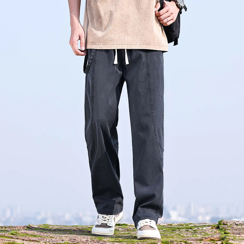 Men's Summer Baggy Wide Leg Casual Pants Y2K Solid Color Pants