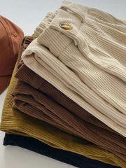 Vintage High Waist Corduroy Pants Classic Baggy Wide Leg Trousers